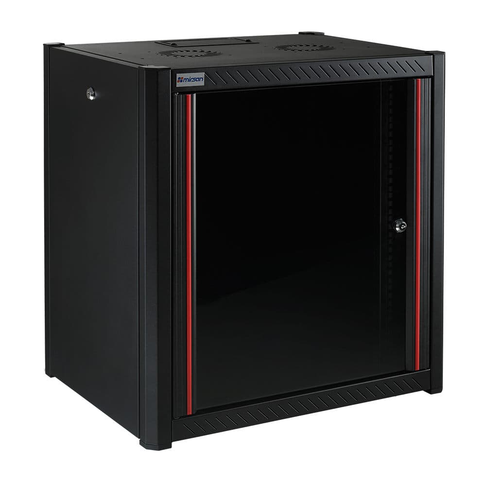 MIRSAN MR.WTN16U45.01 :: Сървърен шкаф, 600 x 450 x 823 мм, D=450 мм / 16U, черен, за стена