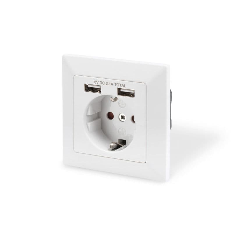 DIGITUS DA-70613 :: Електрически контакт за вграждане с 2 USB порта
