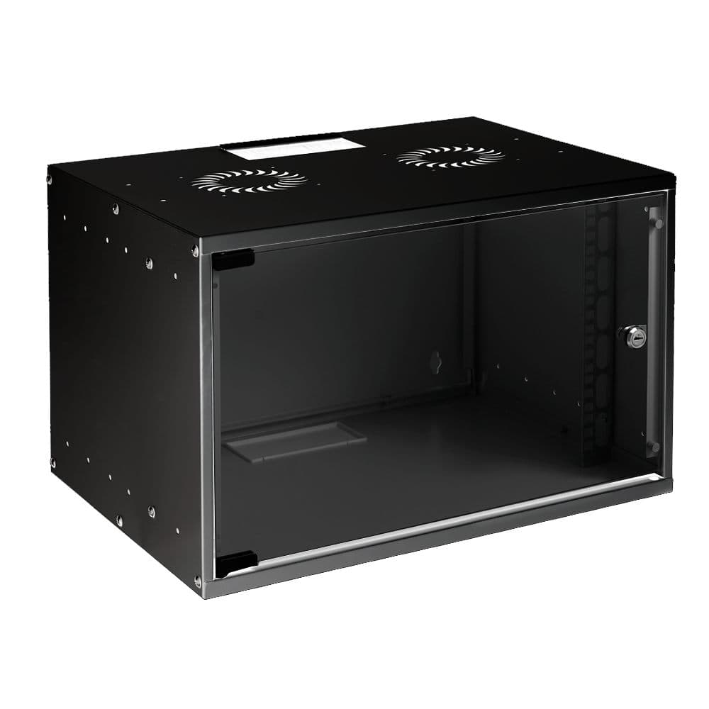 MIRSAN MR.SOH09U40DE.01 :: Сървърен шкаф, 535x400x440 мм, D=400 мм / 9U, за стена, разглобен, черен