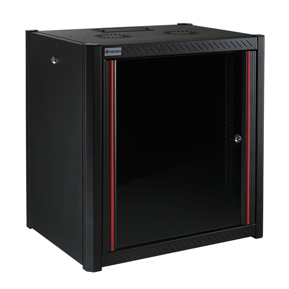 MIRSAN MR.WTN09U45.01 :: Сървърен шкаф, 600 x 450 x 512 мм, D=450 мм / 9U, черен, за стена