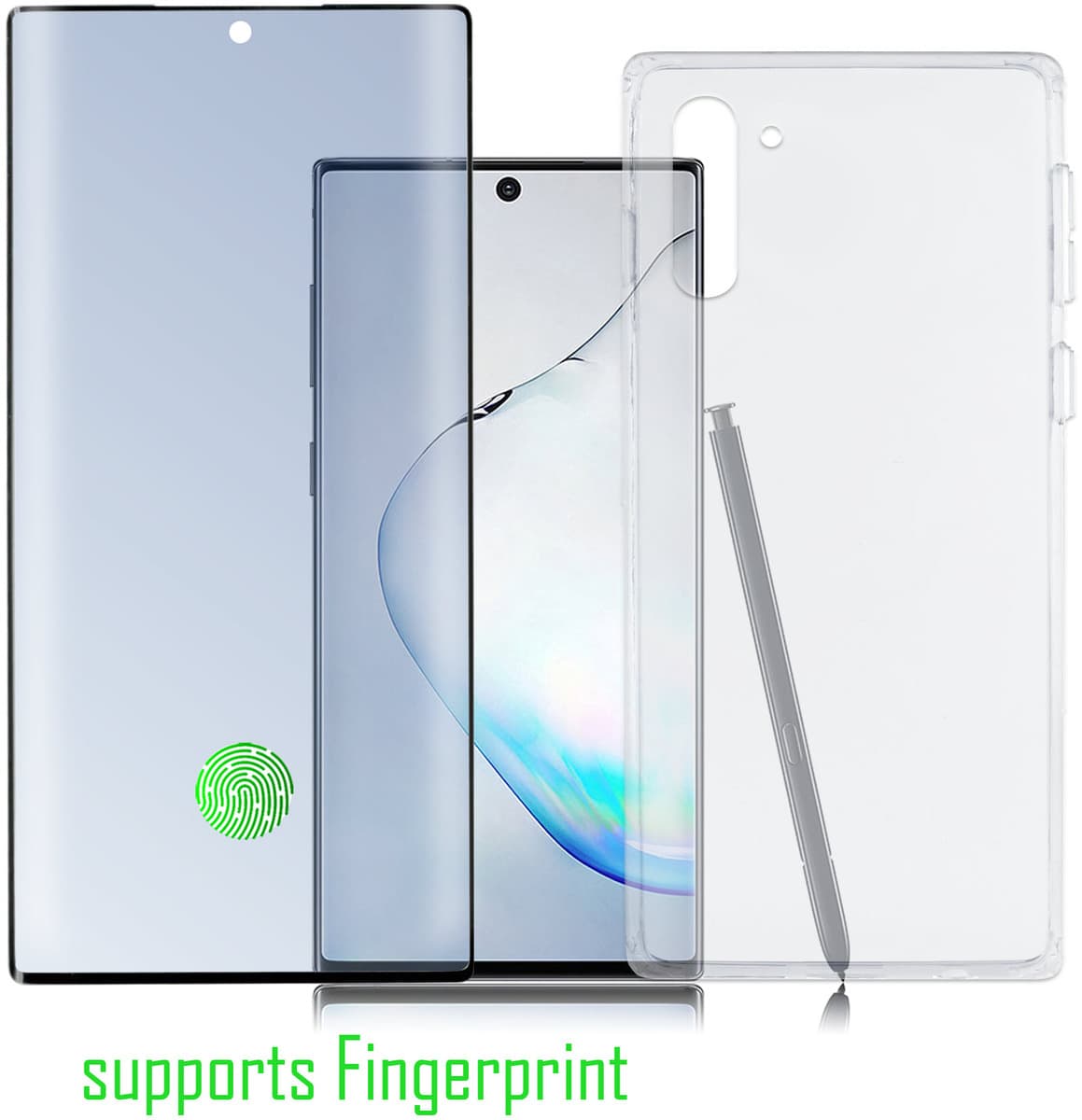 Тънък силиконов кейс и стъклено защитно покритие за дисплея на Samusg Galaxy Note 10, Note 10 5G - 4smarts 360° Premium Protection Set UltraSonix (прозрачен)