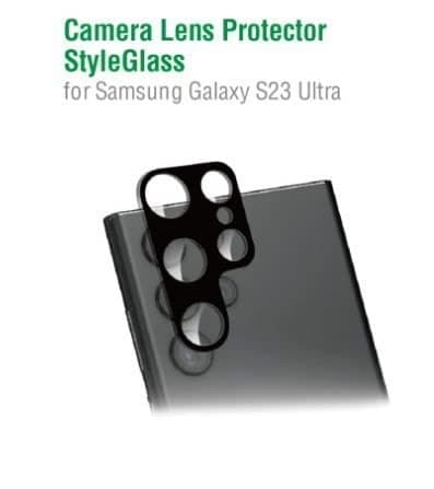 Предпазно стъклено защитно покритие за камерата на Samsung Galaxy S23 Ultra - 4smarts StyleGlass Camera Lens Protector (черен)