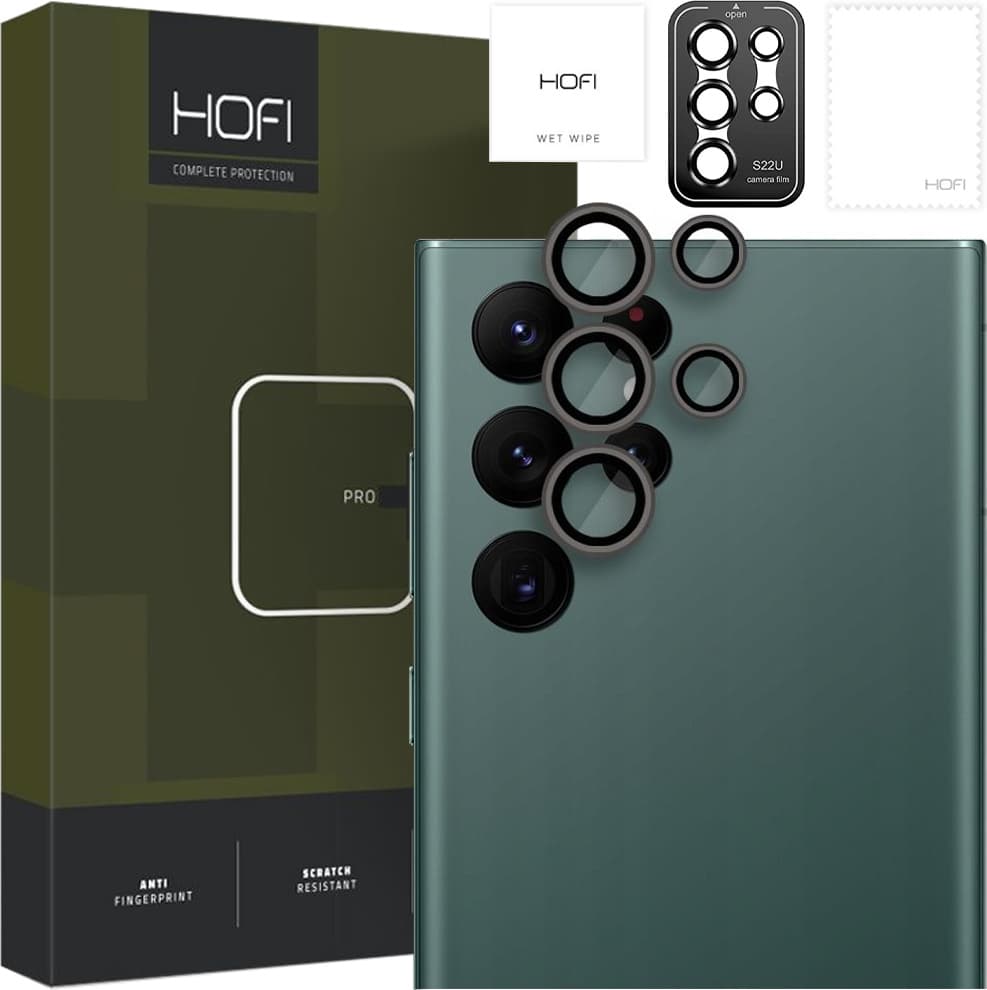 Предпазни стъклени лещи за камерата на Samsung Galaxy S23 Ultra - Hofi CamRing Pro Plus (черен)