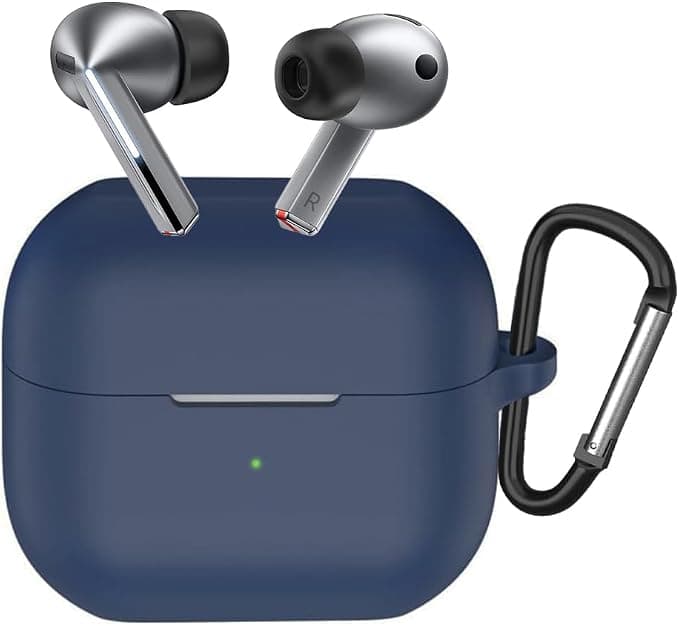 Силиконов калъф с карабинер за Samsung Galaxy Buds 3, Galaxy Buds 3 Pro (тъмносин) - Techsuit Ultrathin Silicone Case