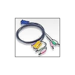 ATEN 2L-5302P :: KVM кабел, HD15 M + 2x PS2 M + 2 Audio plugs >> SPHD15 M + 2 Audio jacks, 1.8 м
