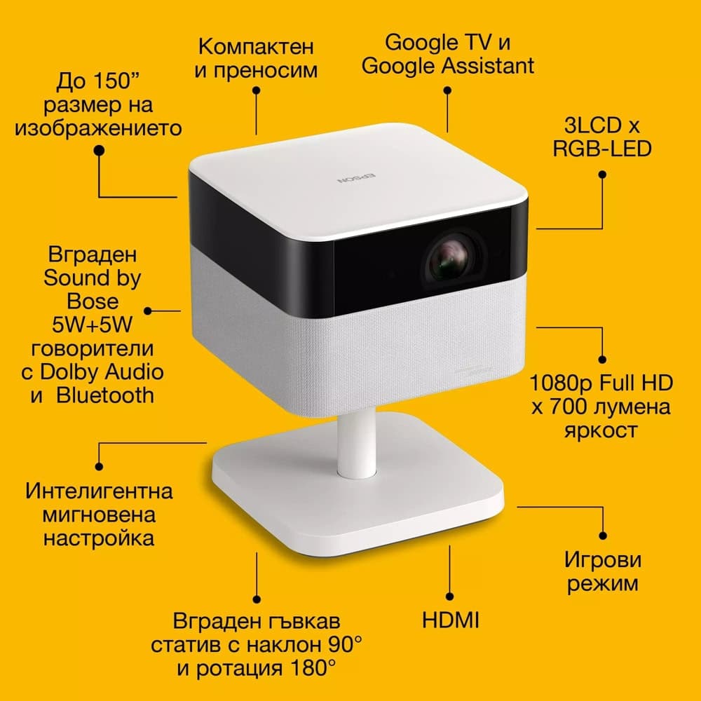 EPSON EF-71 1080p Projector 700lm