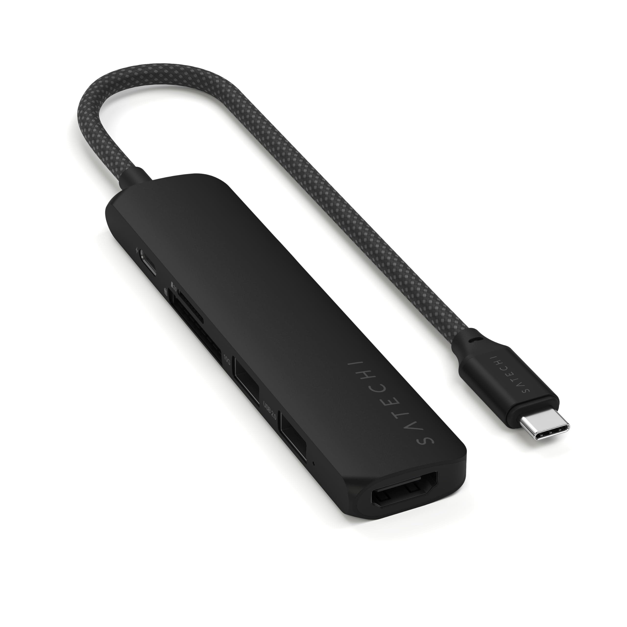 Докинг станция Satechi ST-P6SK, от USB-C към 1x USB-C(PD), 2x USB-A, 1x HDMI, 1x SD четец, 1x MicroSD четец, черна