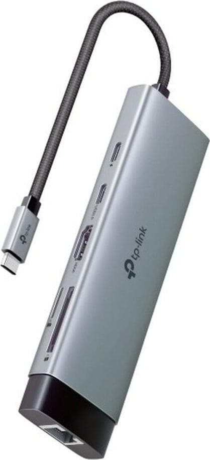 Докинг станция TP-Link UH9120C, от USB Type-C към 1x USB-C(PD), 1x USB-C, 3x USB-A, 1x HDMI, 1x RJ45, 1x SD четец, 1x microSD четец, сива