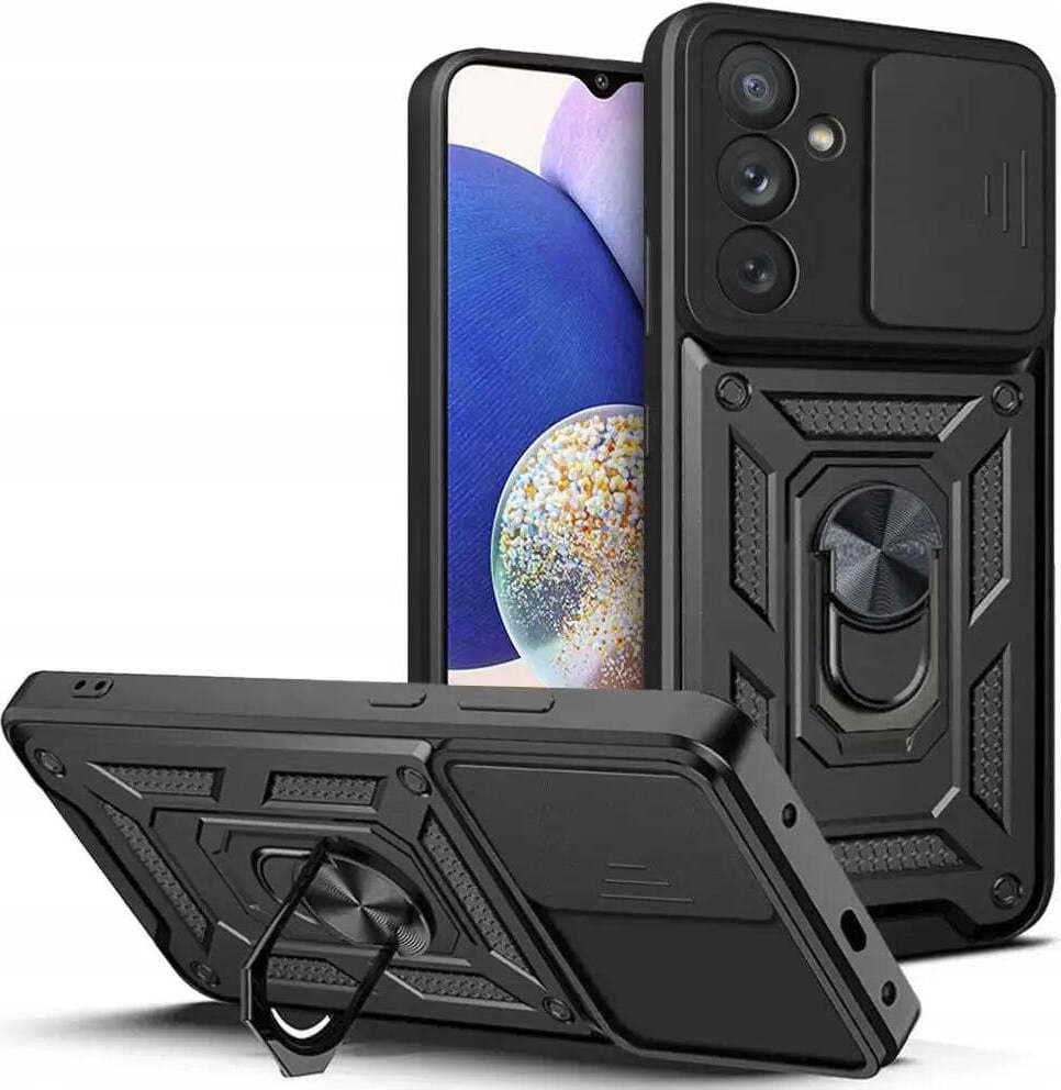 Хибриден удароустойчив кейс с пръстен против изпускане за Samsung Galaxy A14 5G - Tech-Protect CamShield Pro Hard Case (черен)