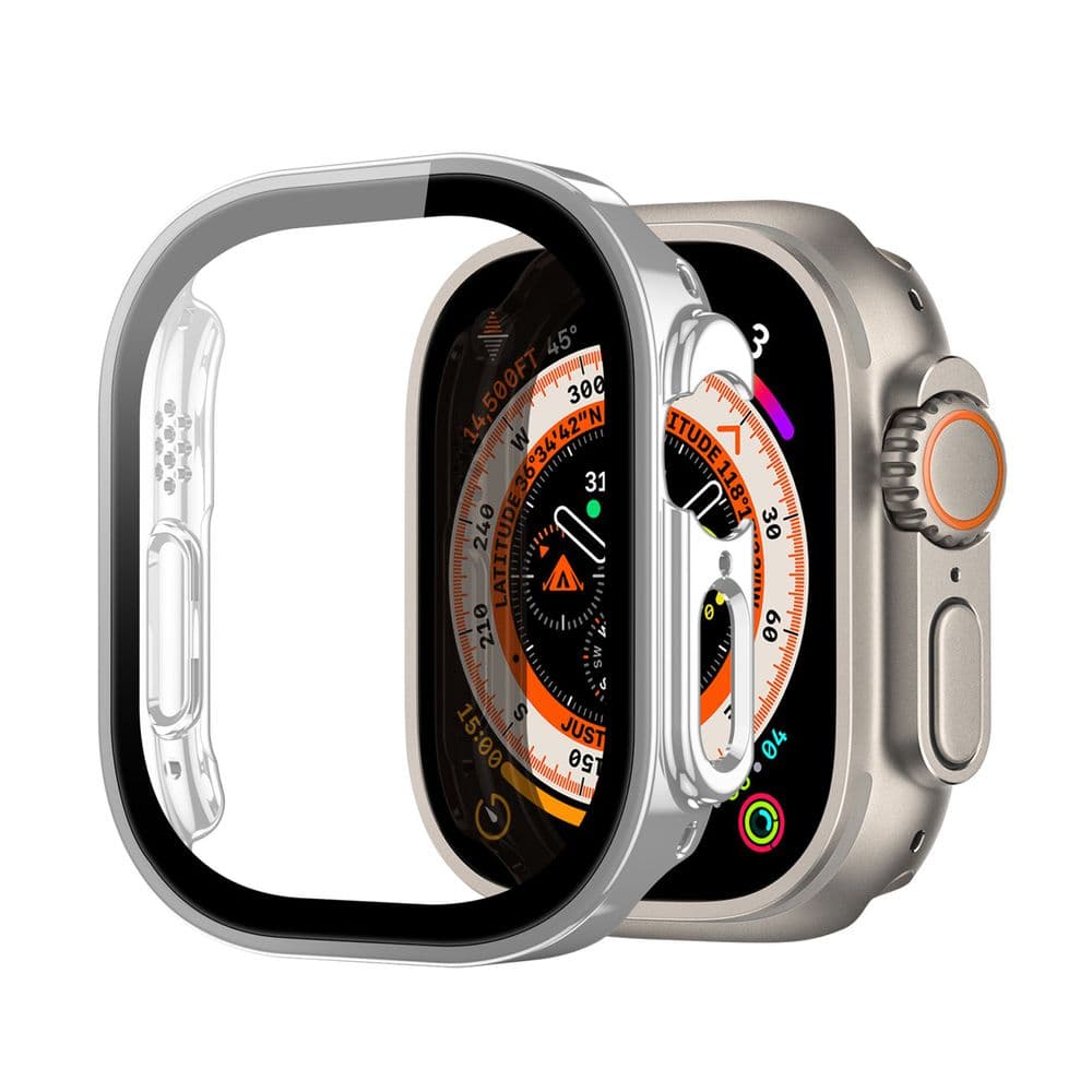 Качествен твърд кейс с вграден стъклен протектор за дисплея на Apple Watch Ultra, Ultra 2 49мм - Dux Ducis Hamo Hard Case (сребрист)