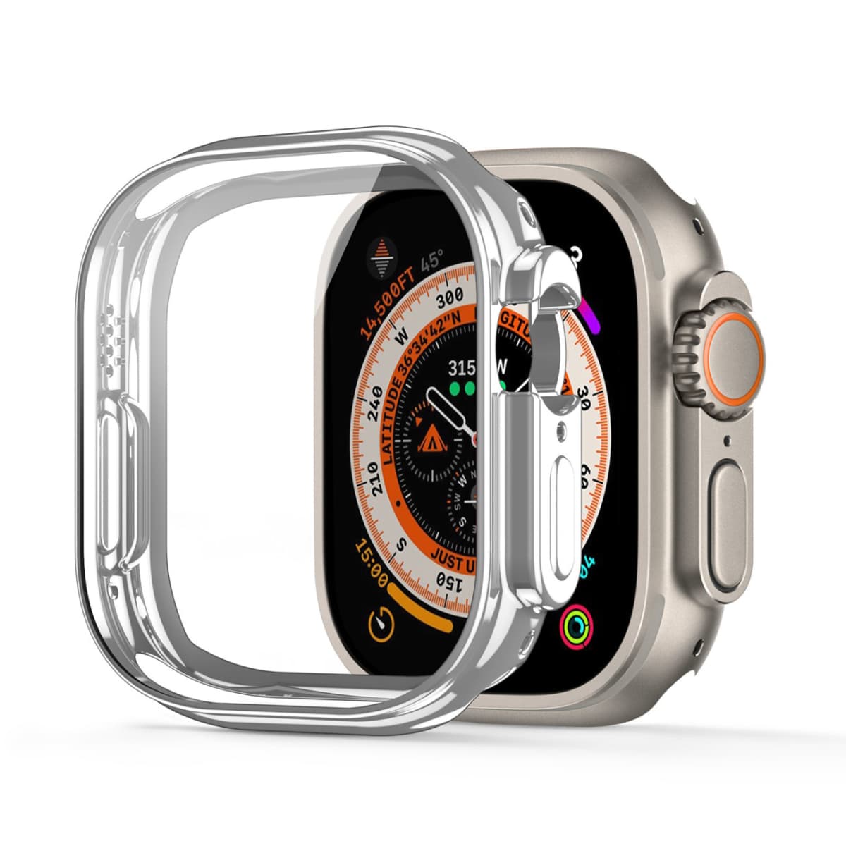 Качествен силиконов (TPU) кейс с вграден протектор за дисплея за Apple Watch Ultra, Ultra 2 49мм - Dux Ducis Samo TPU Case (сребрист)