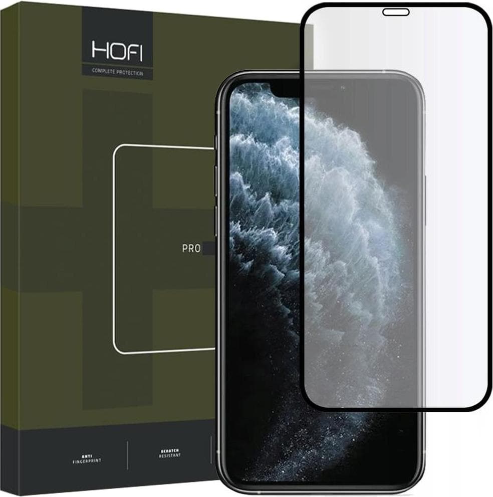 Калено стъклено защитно покритие за дисплея на iPhone 11 Pro, iPhone XS, iPhone X - Hofi Glass Pro Plus Tempered Glass 2.5D (черен-прозрачен)