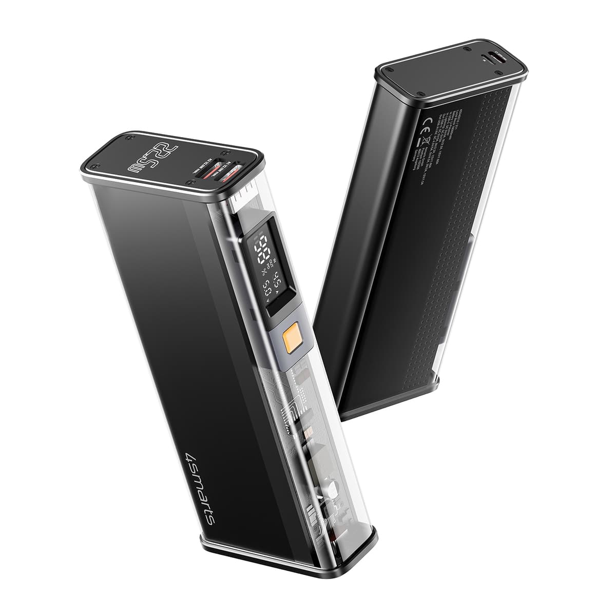 Външна батерия с 2xUSB-A, 1xUSB-C и 1xLightning портове с технология за бързо зареждане - 4smarts Power Bank Lucid Block 18000 mAh 22.5W (черен)