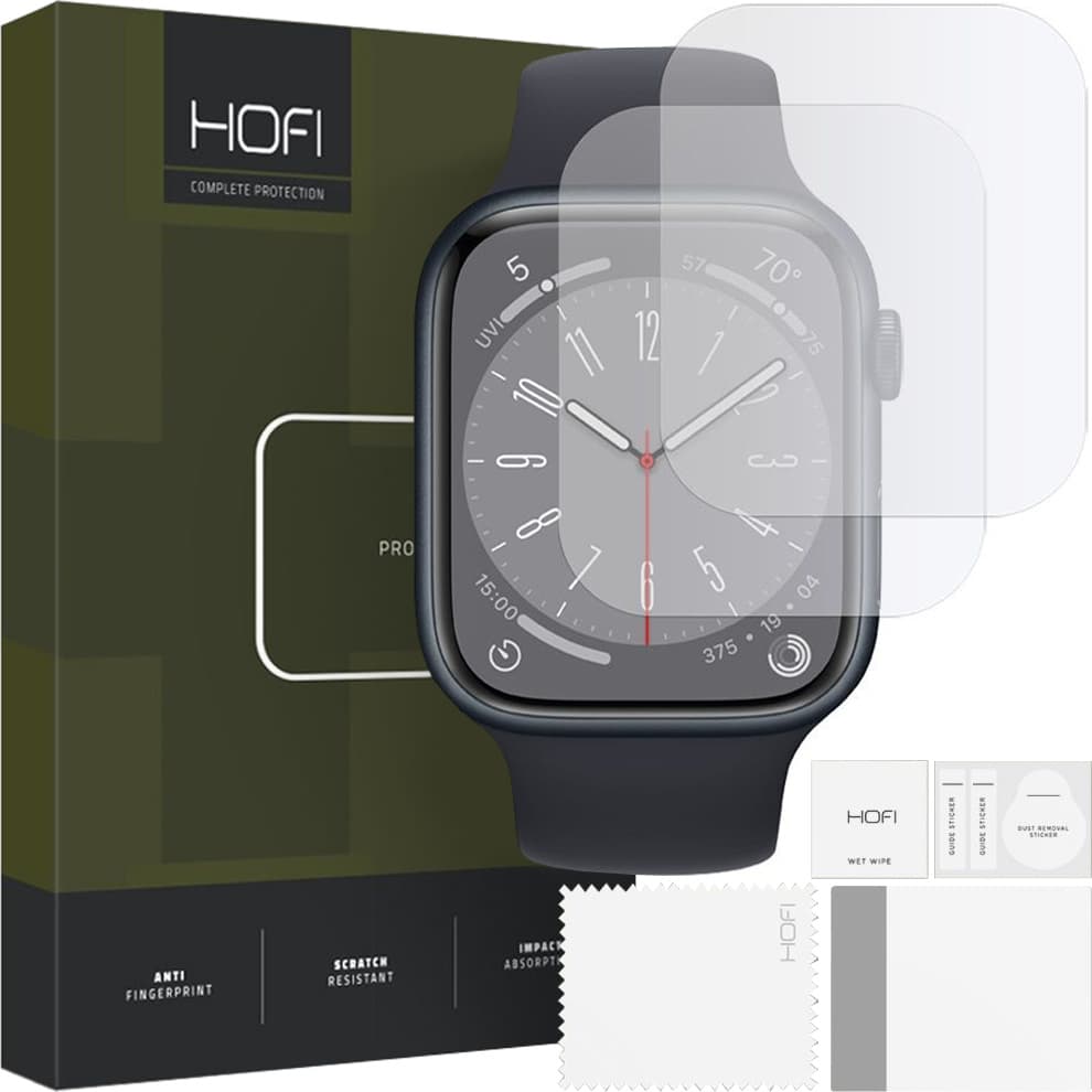 Два броя прозрачни защитни покрития за задната част на Apple Watch 44мм, 45мм - Hofi Hydroflex Pro Plus Back Protector (прозрачен)