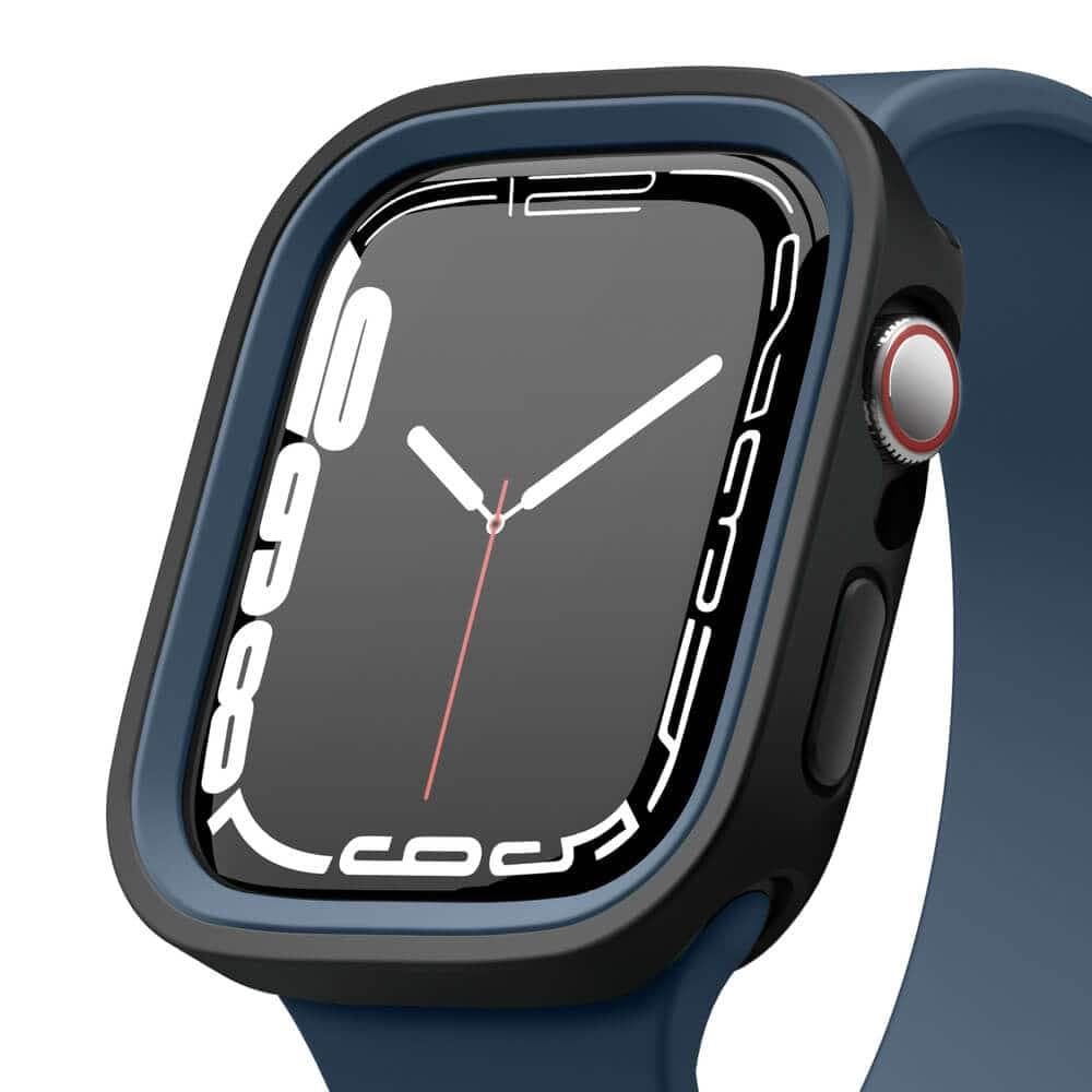 Силиконов (TPU) кейс с две сменяеми поликарбонатни части за Apple Watch 7 45мм, Apple Watch 8 45мм - Elago Duo Apple Watch Case (черен и тъмносин)