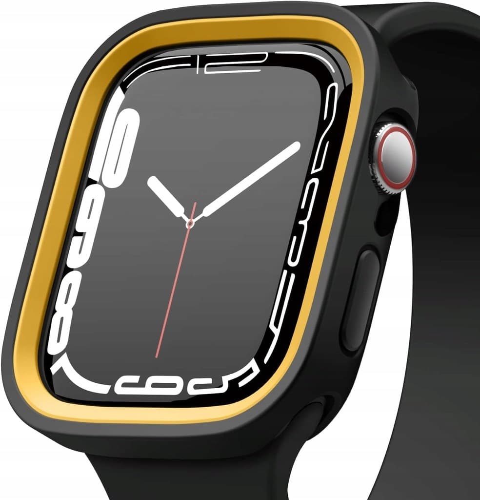 Силиконов (TPU) кейс с две сменяеми поликарбонатни части за Apple Watch 7 41мм, Apple Watch 8 41мм - Elago Duo Apple Watch Case (черен и жълт)
