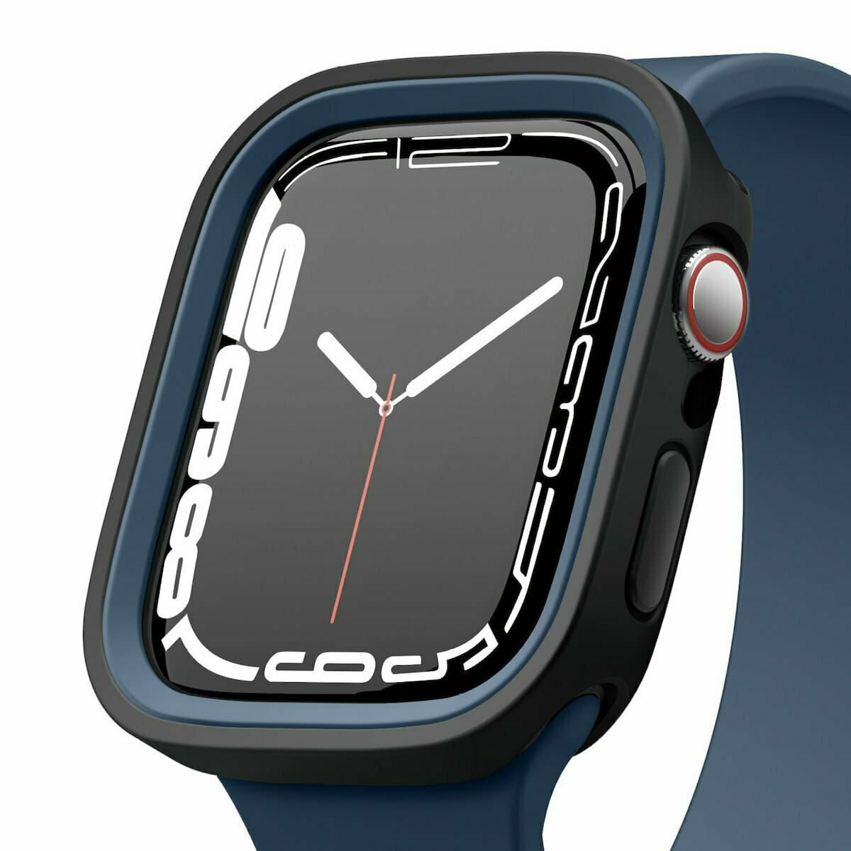 Силиконов (TPU) кейс с две сменяеми поликарбонатни части за Apple Watch 7 41мм, Apple Watch 8 41мм - Elago Duo Apple Watch Case (черен и тъмносин)