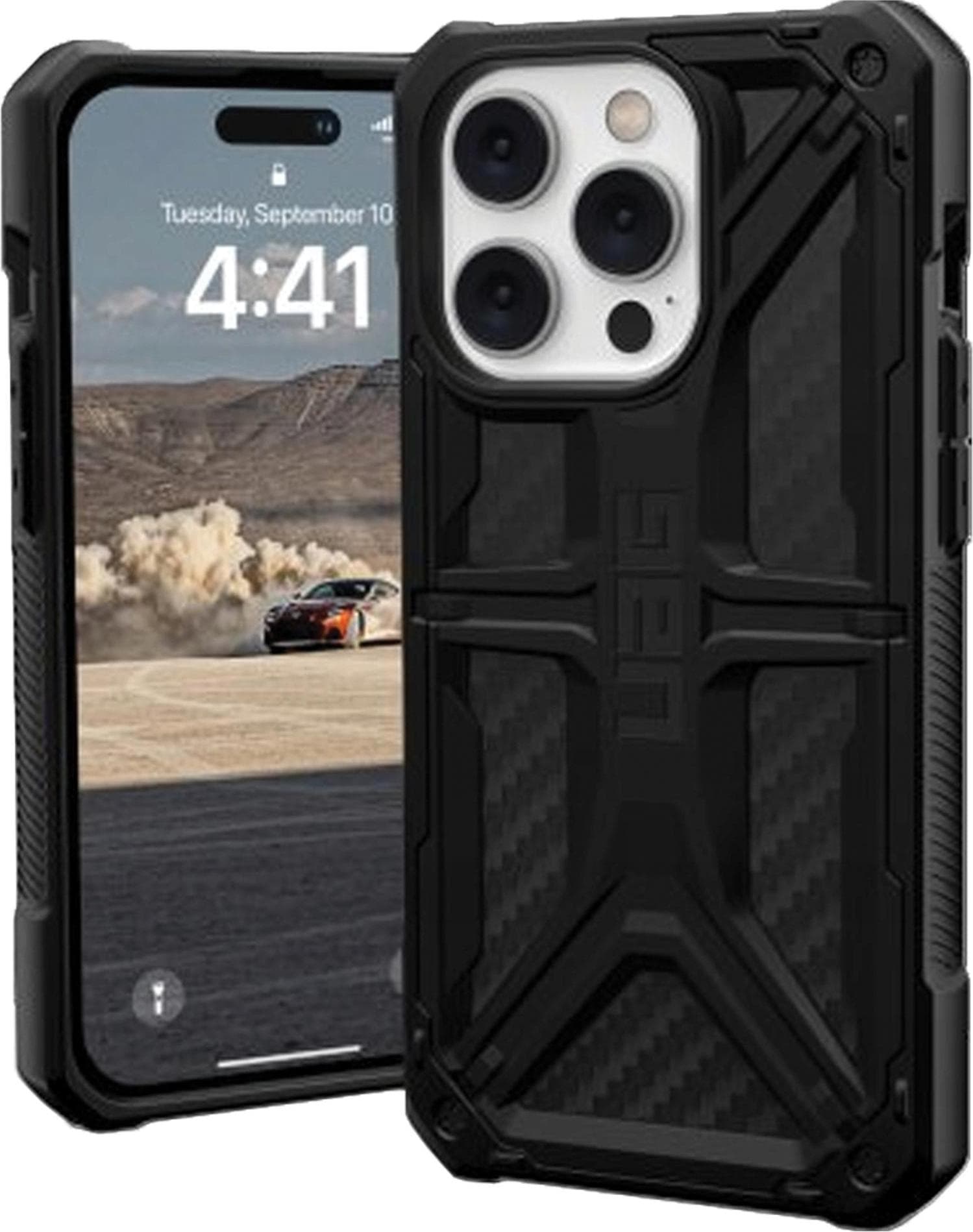 Удароустойчив хибриден кейс за iPhone 14 Pro - Urban Armor Gear Monarch Case (черен-карбон)