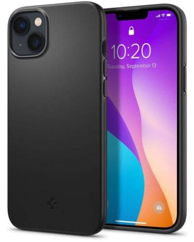 Качествен тънък матиран кейс за iPhone 14 Plus - Spigen Thin Fit Case (черен)