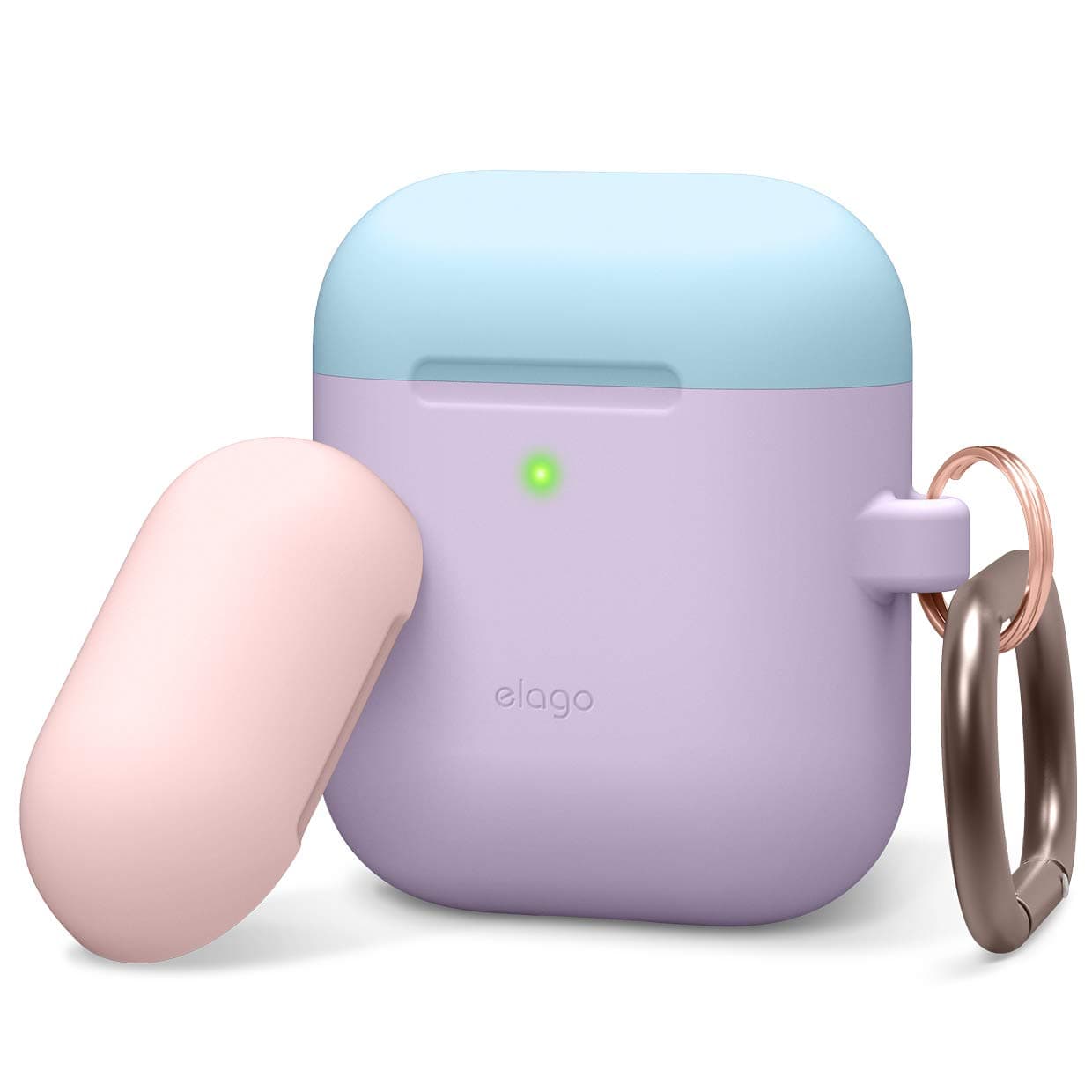 Калъф за слушалки Elago Duo Hang Silicone Case EAPDH-LV-PBLPK, за Apple AirPods, силиконов, лилав