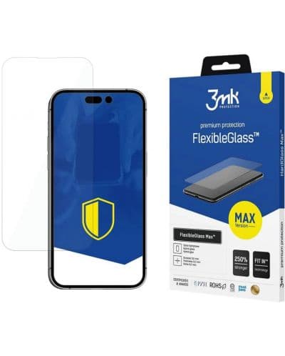 Хибридно стъклено защитно покритие за дисплея на iPhone 14 - 3mk FlexibleGlass Max Screen Protector (черен-прозрачен)
