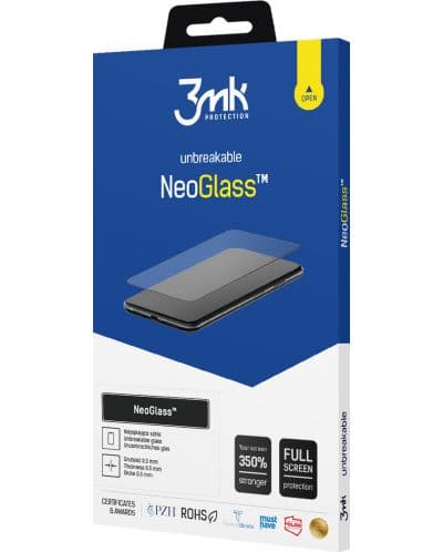 Хибридно стъклено защитно покритие за дисплея на iPhone 14 Pro - 3mk NeoGlass Screen Protector (черен-прозрачен)