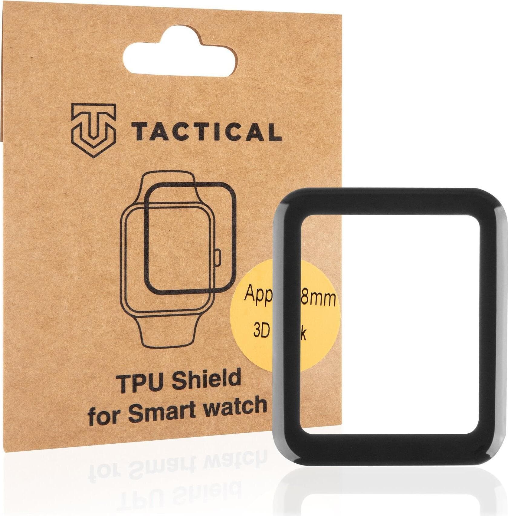 Защитно покритие с извити ръбове за дисплея на Apple Watch 38мм - Tactical TPU Shield 3D Film (черен-прозрачен)