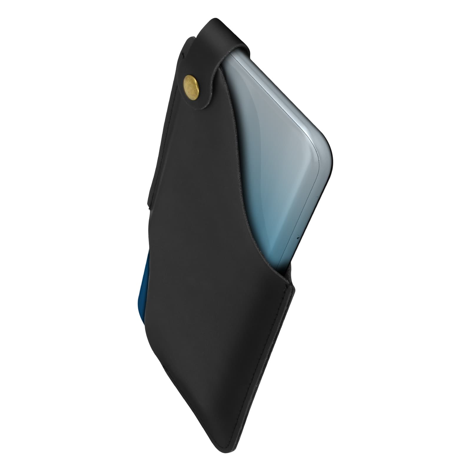 Кожен калъф за колана със закопчалка за смартфони до 6.5 инча - 4smarts Belt Case Universal with Closure (черен)