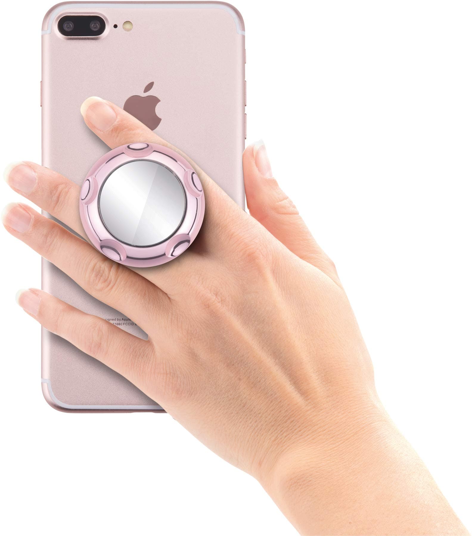 Поставка и аксесоар против изпускане с огледало на вашия смартфон - Jumpop Smartphone-Fingerholder (розово злато-гланц)