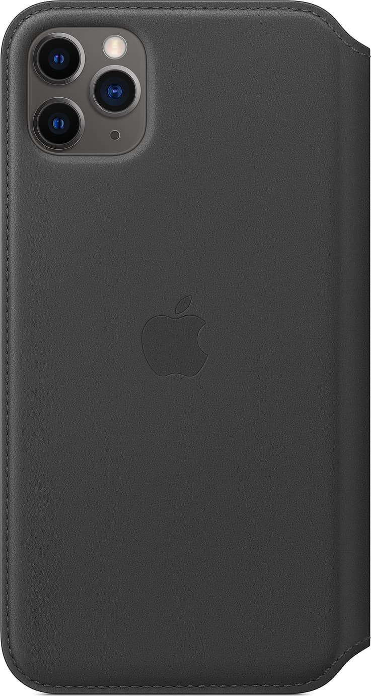 Оригинален кожен (естествена кожа) калъф за iPhone 11 Pro Max - Apple Leather Folio Case (черен)