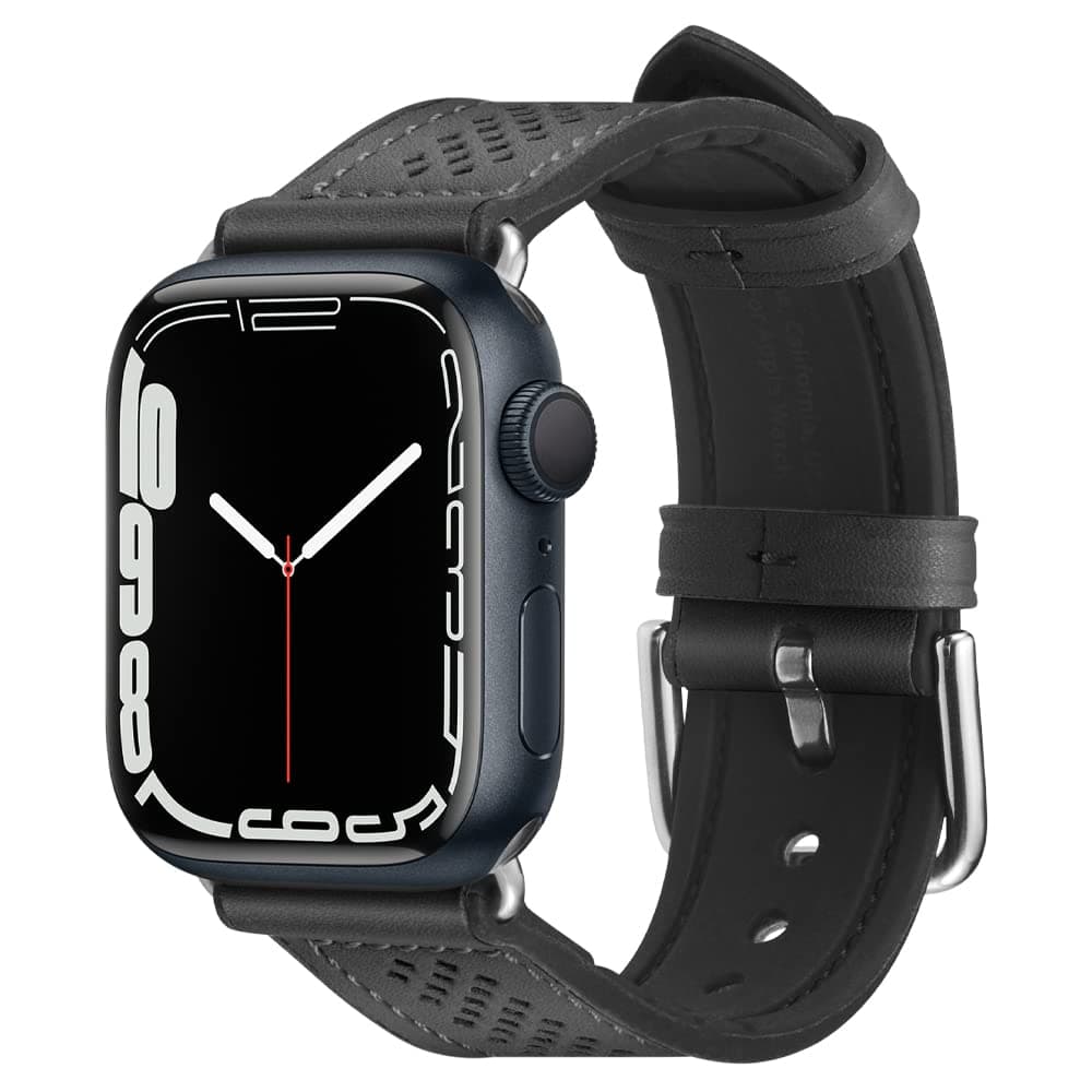 Кожена каишка за Apple Watch 42мм, 44мм, 45мм - Spigen Retro Fit Band (черен)