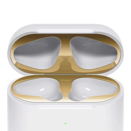 Комплект метални предпазители против прах за Apple Airpods 2 with Wireless Charging Case - Elago AirPods Dust Guard (златист)
