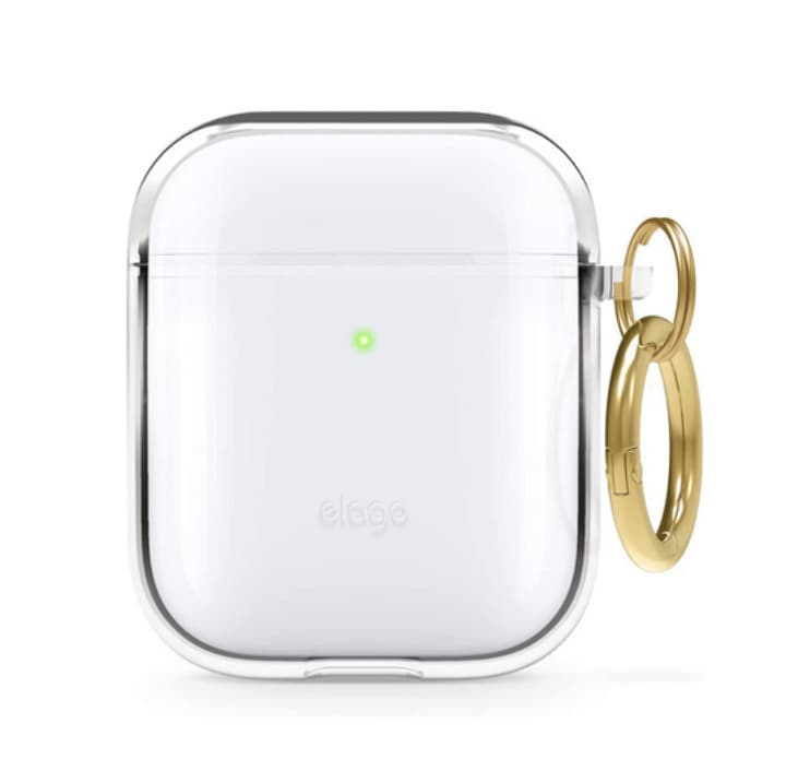 Силиконов (TPU) калъф с карабинер за Apple Airpods и Apple Airpods 2 (прозрачен) - Elago Airpods TPU Hang Case