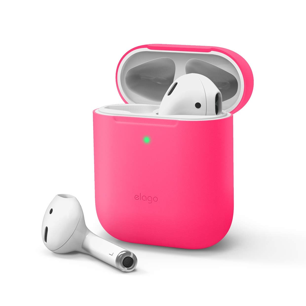 Тънък силиконов калъф за Apple Airpods и Apple Airpods 2 with Wireless Charging Case (розов-фосфор) - Elago Airpods Skinny Silicone Case