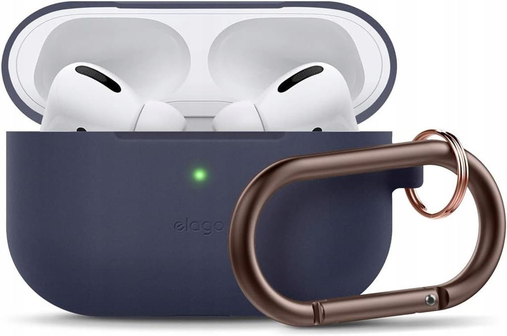 Силиконов калъф с карабинер за Apple Airpods Pro - Elago Airpods Slim Hang Silicone Case (тъмносин)
