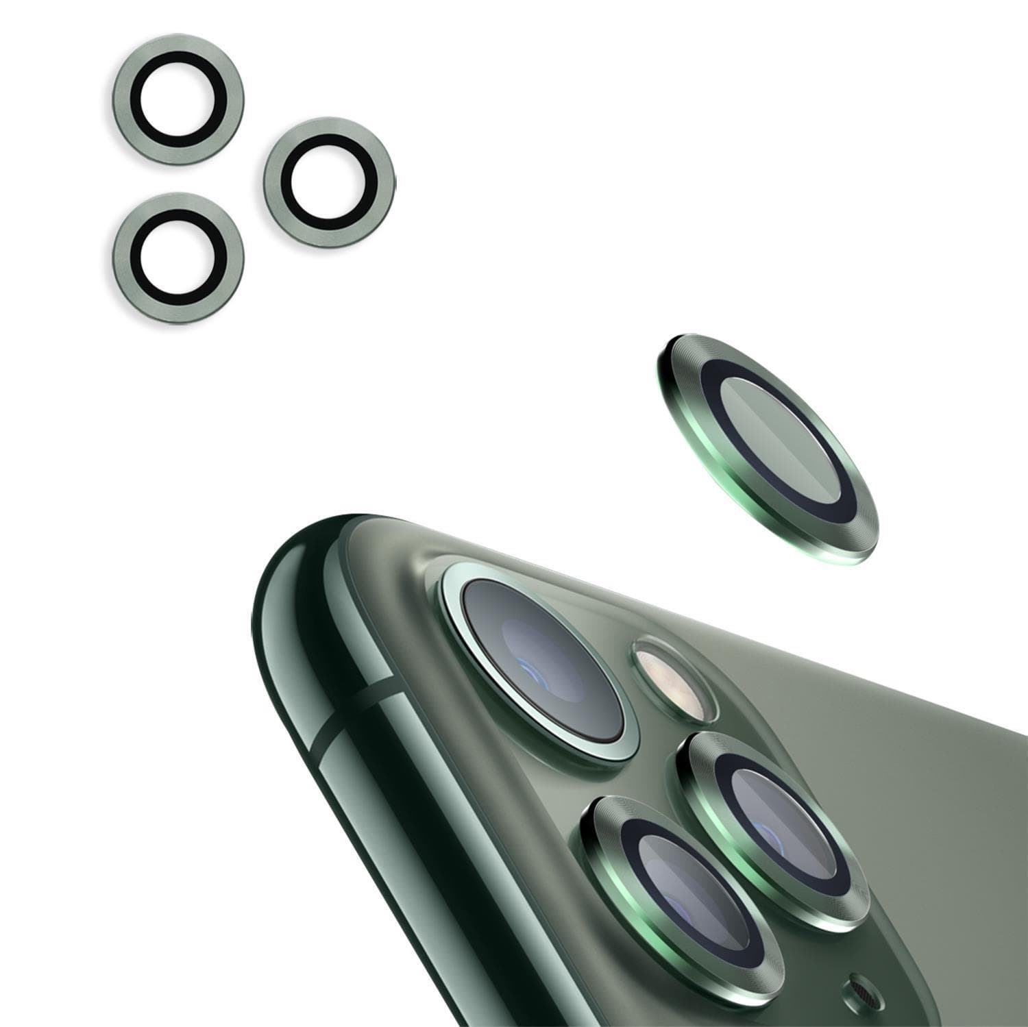 Предпазни стъклени лещи за камерата на iPhone 11 Pro, 11 Pro Max - 4smarts Second Glass Pro Camera Set (тъмнозелен)