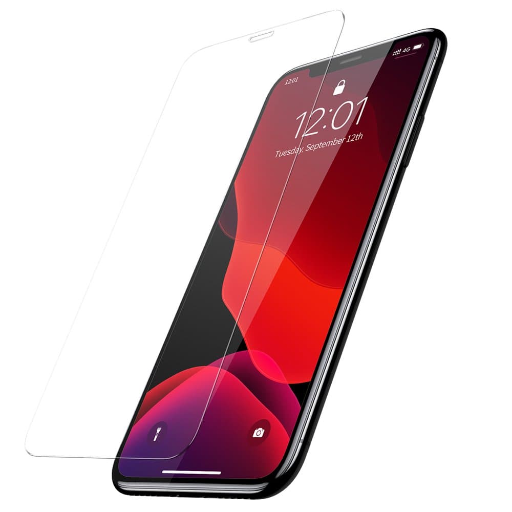 Калено стъклено защитно покритие за дисплея на iPhone 11, iPhone XR (прозрачен) - Baseus Tempered Glass Film (0.30mm) (SGAPIPH61-LS02) (2 броя)