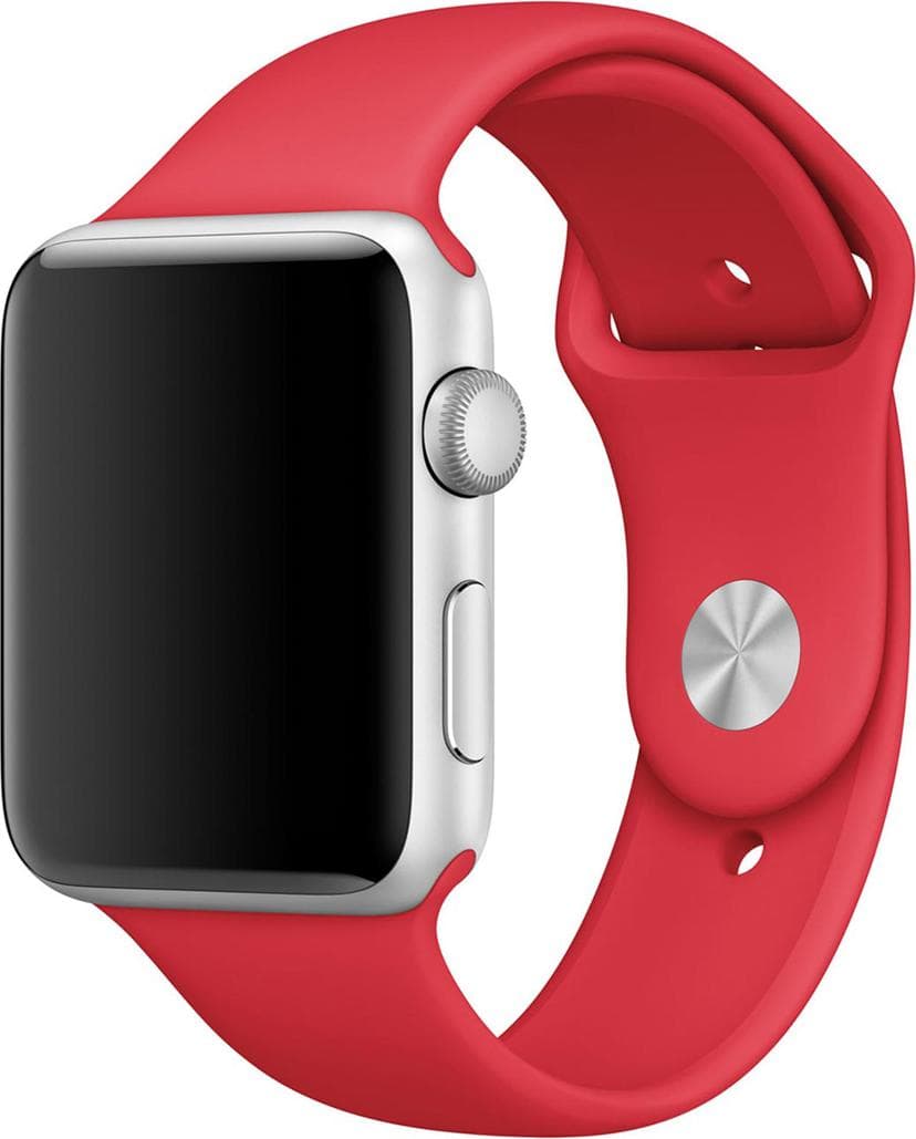 Оригинална силиконова каишка за Apple Watch 38мм, 40мм, 41мм, 42мм (2024) - Apple Sport Band Stainless Steel Pin (retail) (червен)