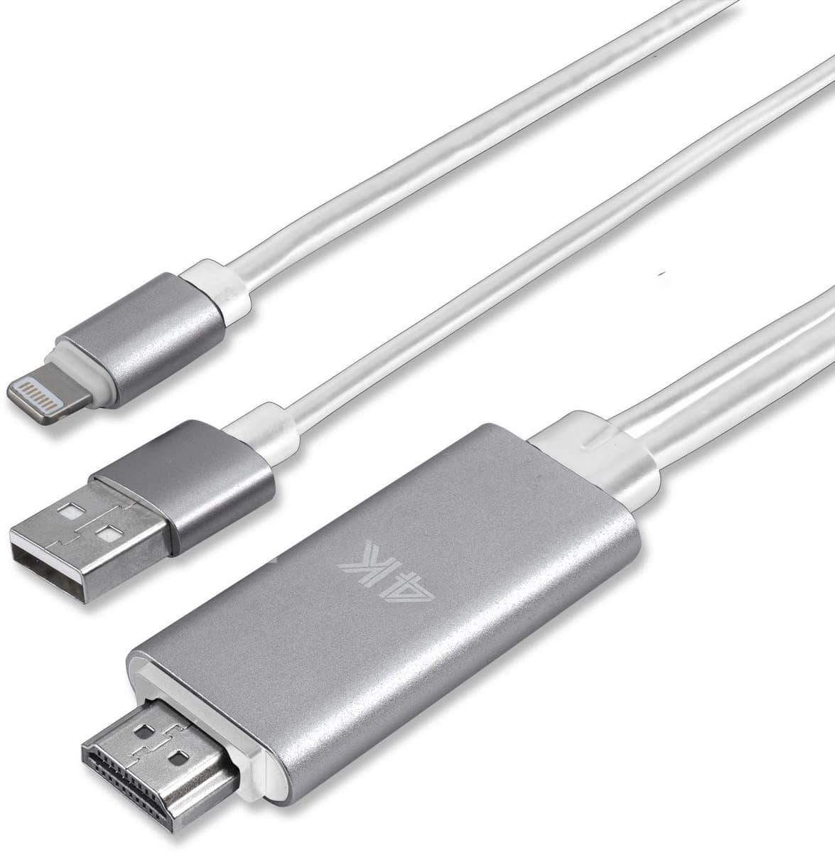 Кабел за свързване и зареждане от Lightning към HDMI за мобилни устройства с Lightning - 4smarts Lightning to HDMI Cable (Charging Function) (бял)