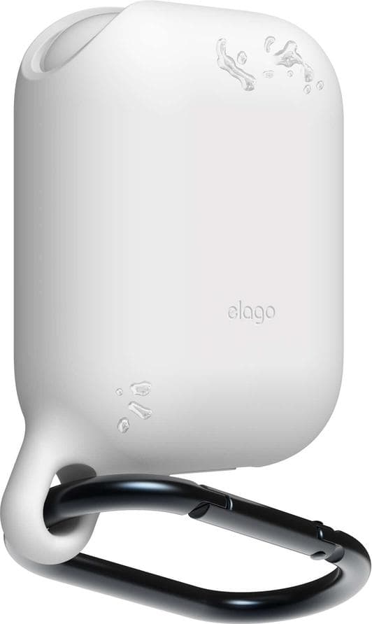 Водоустойчив силиконов калъф с карабинер за Apple Airpods - Elago Airpods Waterproof Hang Case (бял)