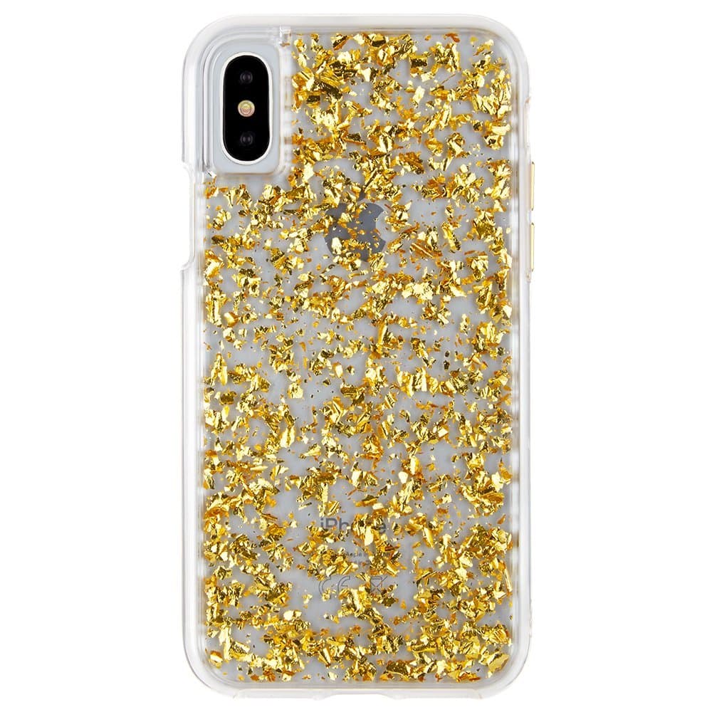Дизайнерски кейс с истински златни нишки и висока защита за iPhone XS, iPhone X - CaseMate Karat Case (златист)