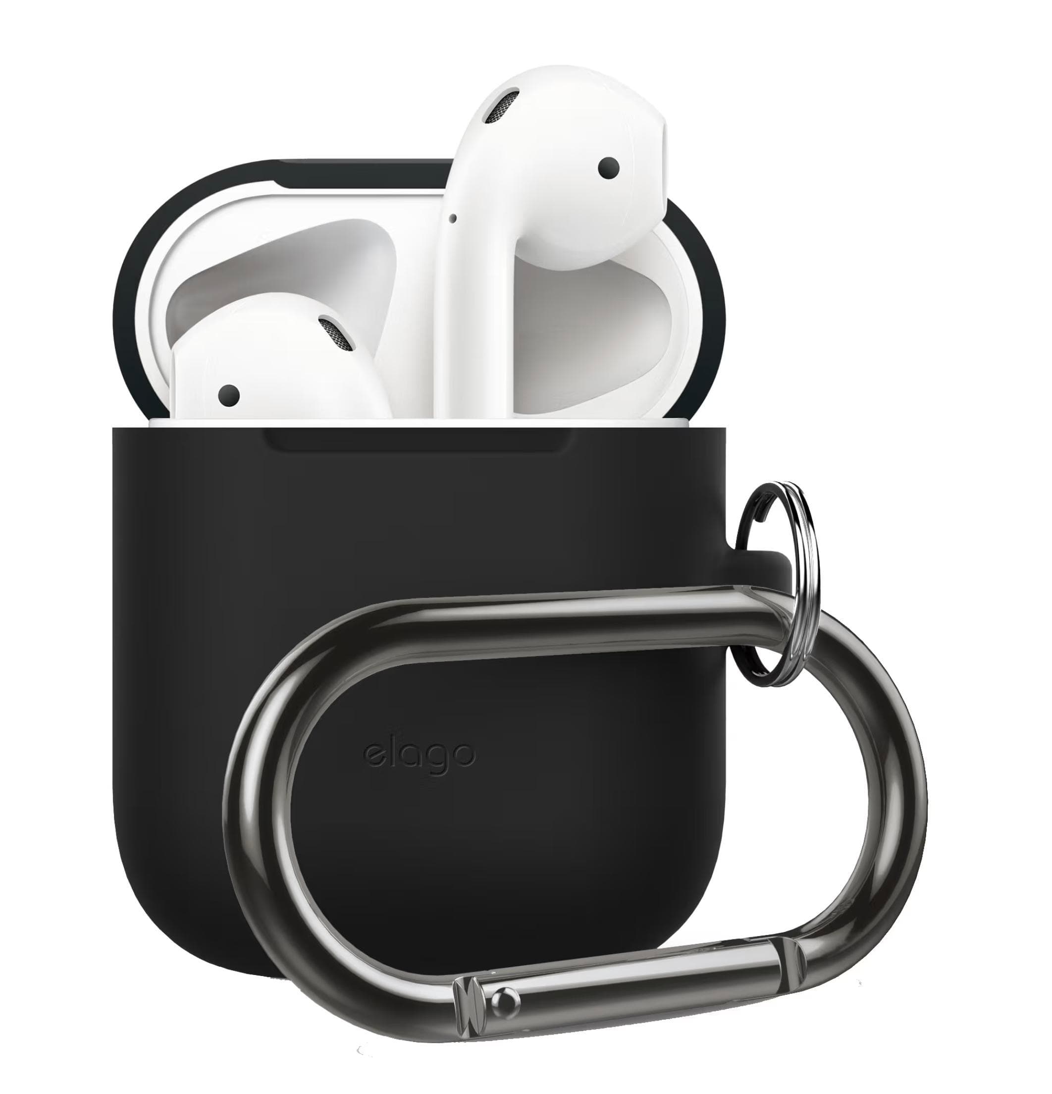 Силиконов калъф с карабинер за Apple Airpods - Elago Airpods Silicone Hang Case (черен)