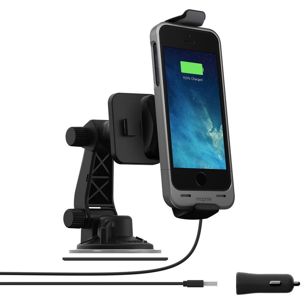 поставка за кола, зярядно и MicroUSB кабел за iPhone 5S, iPhone 5, iPhone SE(черен) - Mophie Car Dock Charger