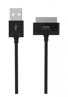 Синхронизиращ и зареждащ кабел за Galaxy Tab 7.0 (2), 8.0, 10.1 - iLuv Charge & Sync USB Cable (черен)