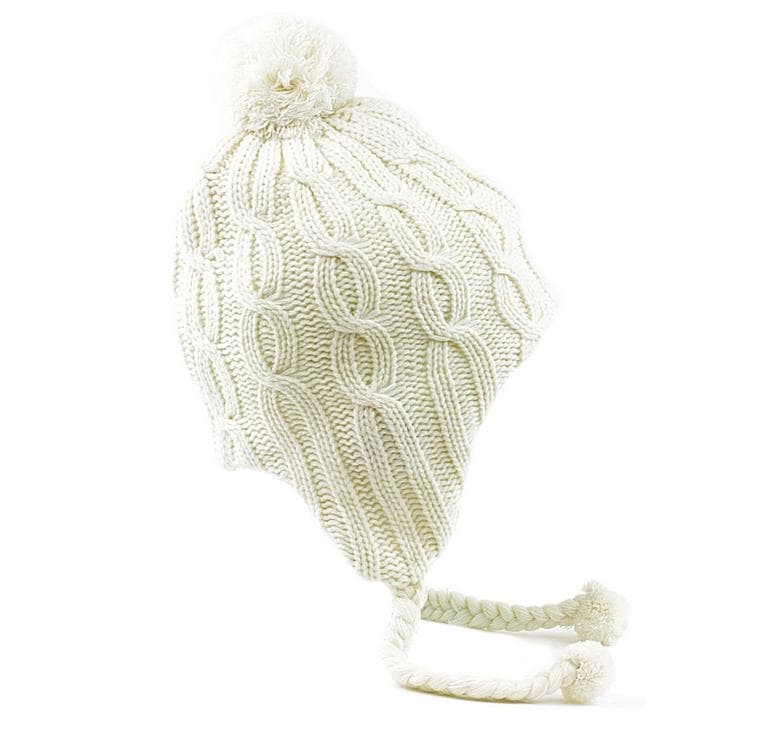 Шапка с вградени слушалки с 3.5 мм аудио жак за iPhone и мобилни устройства - KitSound Audio Beanie Peruvian with Pom Pom (бял)