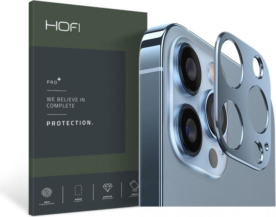 Предпазна метална плочка за камерата на iPhone 13 Pro, iPhone 13 Pro Max - Hofi Alucam Pro Plus Lens Protector (син)