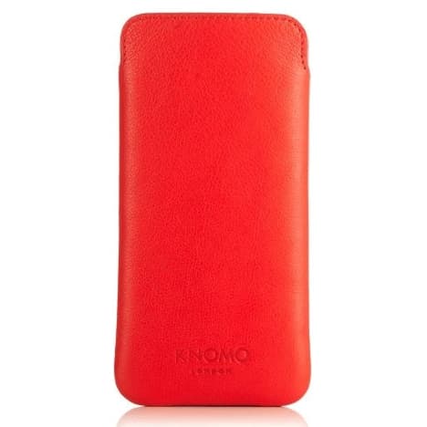 Кожен калъф от естествена кожа за iPhone 8, iPhone 7, iPhone 6, iPhone 6S - Knomo Leather Slim Sleeve (червен)