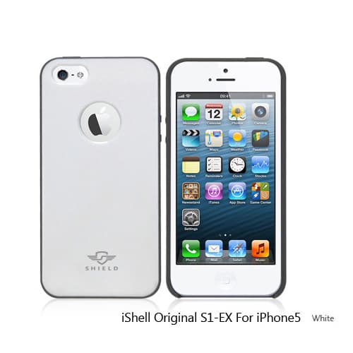 Хибриден кейс и покритие за дисплея за iPhone 5S, iPhone 5, iPhone SE - Shield iShell Original S1-EX Case (бял)