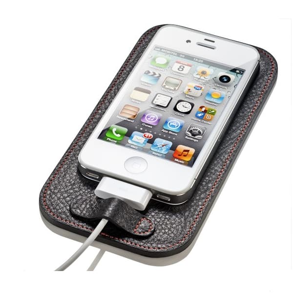 Кожена подложка (естествена кожа - ръчна изработка) за iPhone 5, iPhone 5S, iPhone SE, iPhone 5C - Calypso Crystal Pad (черен)