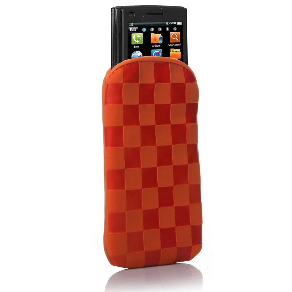 Велурен калъф за iPhone 4S, iPhone 4 и мобилни телефони - SBS Checkers Smooth Case M (оранжев)
